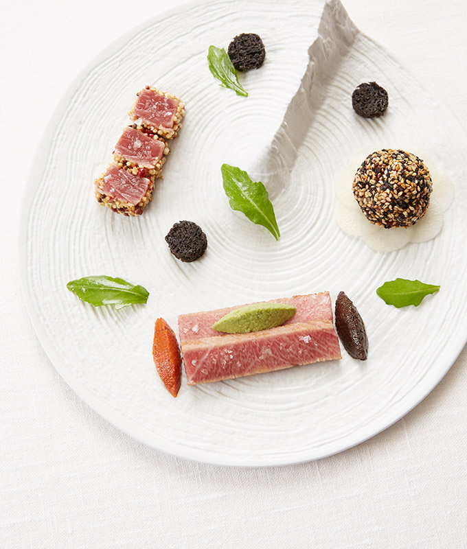 Trilogy of tuna from the JY'S with our Sancerre Blanc "Mégalithe"